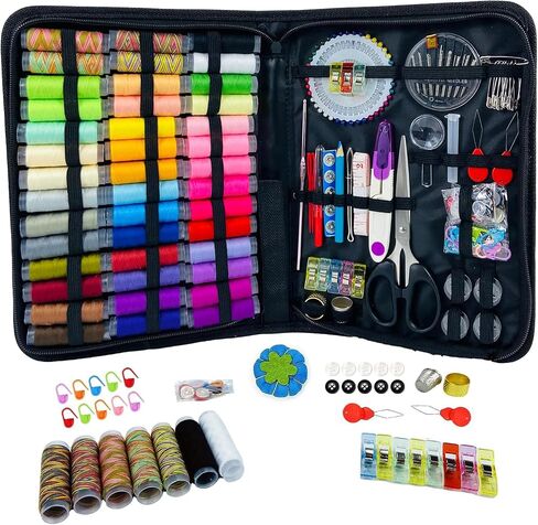 HYHJMISTY Sewing Kit for Adults, 50 Color Sewing Thread Kit, 295PCS Sewing Accessories with Ergonomic Scissors, Portable Professional Mending Essentials for Travel, Home, Beginners in Kuwait
