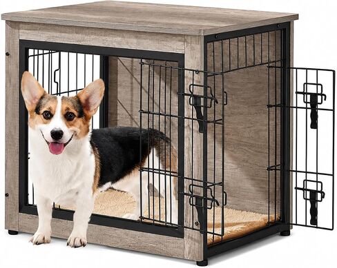 Yaheetech 27.5in Wooden Dog Crate Furniture w/Cushion for Small Medium Dogs in Saudi Arabia