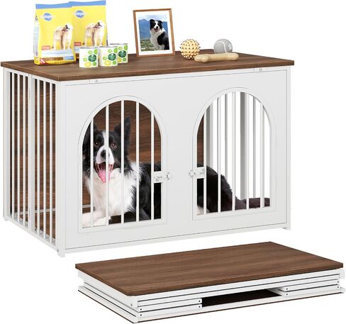 YATINEY 37.4" Dog Crate Furniture Foldable, Assembly-Free Dog Kennel in Kuwait