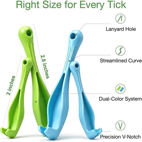 Tick Removal Tool & Twister Kit for Dogs, Cats & Humans, 4-Pack Portable Tick Remover Spoon & Puller Set with ID Card - First Aid Pet Tick Hook Picker for Camping, Hiking & Outdoors in Saudi Arabia