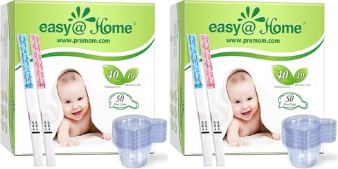 مجموعة شرائط اختبار الإباضة والحمل: Easy@Home 100 اختبار إباضة 20 اختبار حمل - مدعوم من تطبيق Premom Ovulation | 100LH + 20HCG in Kuwait