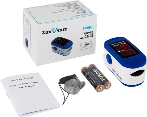 Zacurate 500BL Fingertip Pulse Oximeter Blood Oxygen Saturation Monitor with Batteries and Lanyard Included (Navy Blue) in Kuwait
