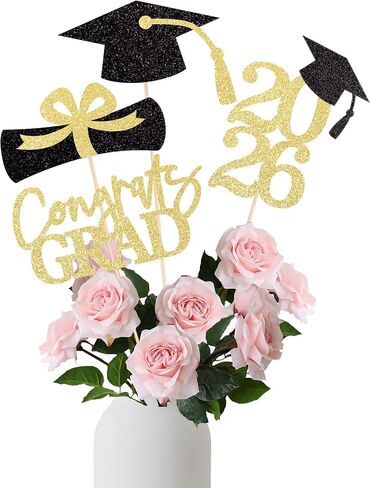 16PCS Graduation Decorations Class of 2024 Congrats Grad Table Centerpieces, 2024 Table Toppers Party Favor Centerpiece Sticks Party Supplies, Set of 4 (Blue, Black) in Kuwait
