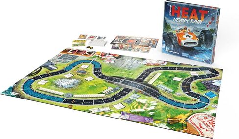 Asmodee Heat: Heavy Rain Board Game Expansion - New Japan & Mexico Tracks, Intense Car Racing Strategy Game, Fun Family Game for Kids & Adults, Ages 10+, 1-7 Players, 60 Min Playtime in Saudi Arabia