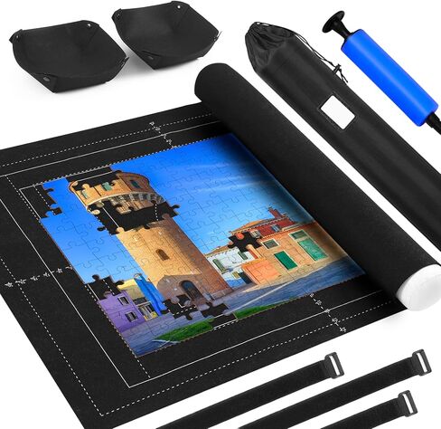 Puzzle Mat Roll Up Puzzles Board for Jigsaw Up to 2000, 1500, 1000, 500 Pieces Large Portable Table Saver Mats Puzzle Keeper Cover with Sorter Trays Storage Bag Kit Holder Organizer Pad for Adults Kid in Kuwait