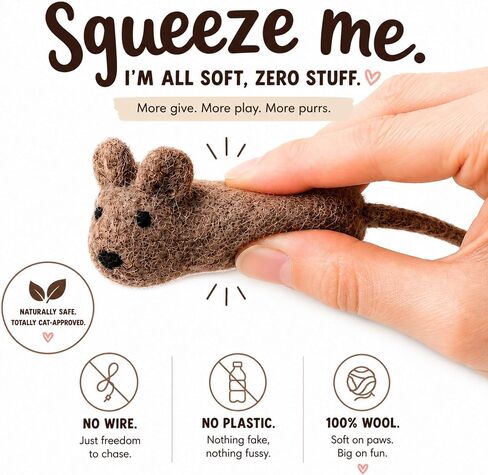 Cat Mice Toy 3 Pack, Felt Mouse Toy for Indoor Cats, No Catnip in Kuwait