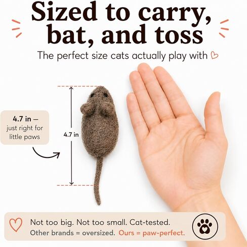 Cat Mice Toy 3 Pack, Felt Mouse Toy for Indoor Cats, No Catnip in Kuwait