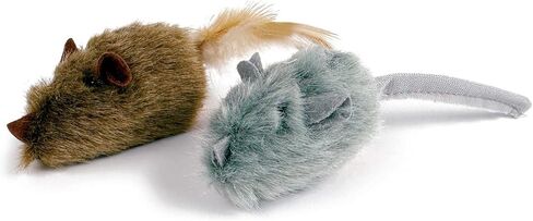 TTcat 2 Pack Squeaky Furry Mouse Cat Toys with Silvervine, Realistic Fluffy Mice Kitten Interactive Hunting Toy, Noise-Making Cat Prey Toy for Indoor Cats, Boredom Relief Teaser Chew Toy. in Saudi Arabia