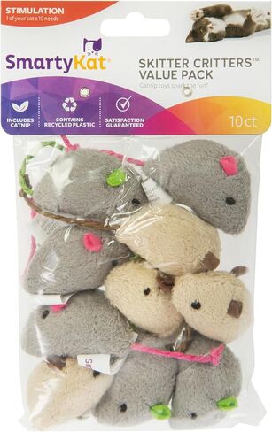 SmartyKat Skitter Critters Value Pack Catnip Cat Toys - Gray/Cream, Set of 10 in Saudi Arabia