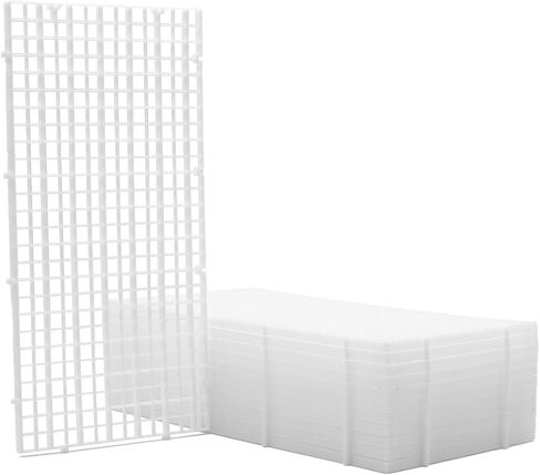 LINLAN 4 Pieces 5.9x11.8in (15X30cm) Aquarium Grid Plastic, Fish Tank Divider, Egg Crate for DIY Filtration and Bottom Protection in Aquascaping(White-No Accessories) in Saudi Arabia