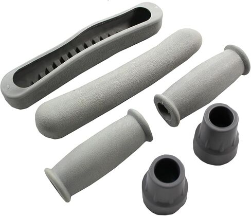 Cornucopia Replacement Crutch Parts Set, Comfortable Gray Rubber Pads Underarm Cushions, Hand Grips, and Feet Caps, Fits Standard Aluminum Crutches (6-Piece Set)… in Kuwait