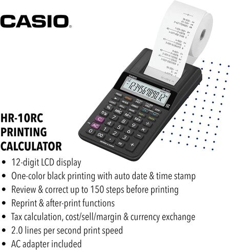 Casio HR-10RC, Mini-Desktop Printing Calculator (New Version of The HR-8TM) in Kuwait