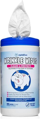 Squishface Wrinkle Wipes – Tear Stain & Deodorizing Dog Wipes, 80ct in Kuwait