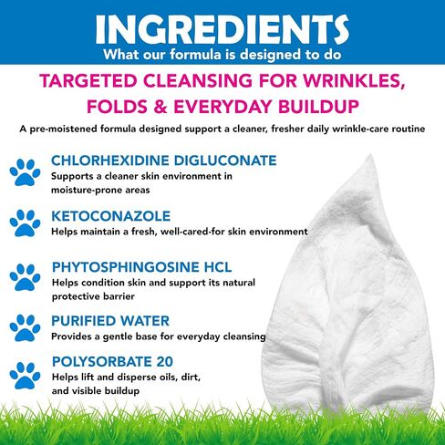 Squishface Wrinkle Wipes – Tear Stain & Deodorizing Dog Wipes, 80ct in Kuwait