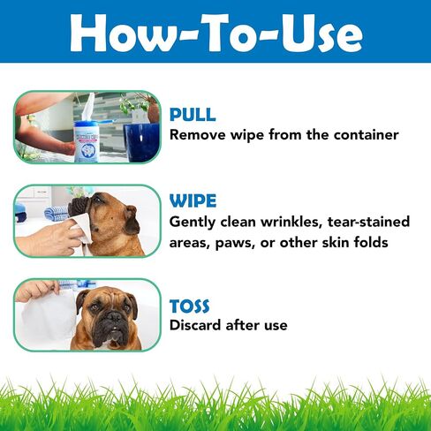 Squishface Wrinkle Wipes – Tear Stain & Deodorizing Dog Wipes, 80ct in Kuwait