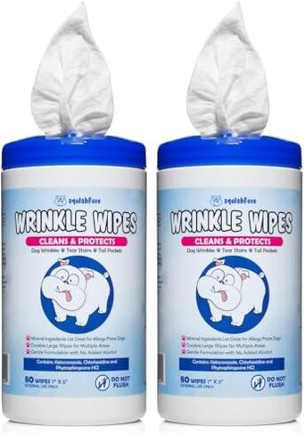 Squishface Wrinkle Wipes – Tear Stain & Deodorizing Dog Wipes, 80ct in Kuwait