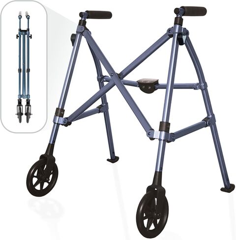 Able Life Space Saver Walker، مشاية دوارة خفيفة الوزن وقابلة للطي للبالغين وكبار السن وكبار السن، مشاية سفر مدمجة بعجلات مقاس 6 بوصات وانزلاقات تزلج لدعم الحركة، أزرق كوبالت in Kuwait