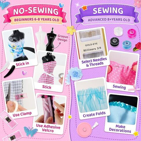 1200+Pcs Fashion Designer Kits for Girls with 8 Mannequins and Tutorial in Kuwait