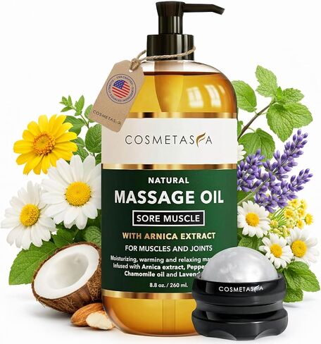 Cosmetasa Massage Oil for Sore Muscles with Roller Ball - Soothes Joints & Muscles with Arnica, Lavender Oil, Peppermint Oil & Chamomile Extract in Kuwait