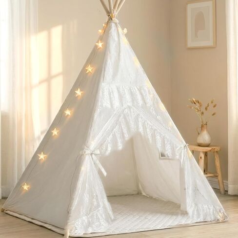 Little Dove Teepee Tent for Kids with Star Lights, Mat & Campfire Toy in Kuwait