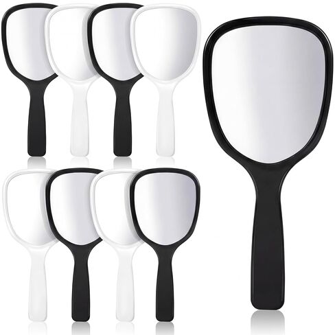 Jetec Small Handheld Hand Mirror Compact Travel Makeup Mirror for Classroom Handheld Cosmetic Personal Classroom Mirror Portable Vanity Mirror 3.15 * 7.09inch(Black, White,8 Pcs) in Kuwait