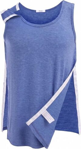 Deyeek Unisex Shoulder & Side Full Snap-Access Tank Tops Tearaway Post Shoulder Surgery Shirts Rotator Cuff Recovery Clothing in Kuwait