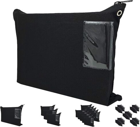 Interoffice Mailer Transit Sack – Extra Large & Durable – Black Canvas Zipper Bank Bag with ID Window (18" x 14", 1 Bag) in Kuwait
