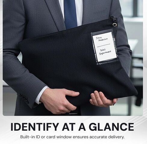 Interoffice Mailer Transit Sack – Extra Large & Durable – Black Canvas Zipper Bank Bag with ID Window (18" x 14", 1 Bag) in Kuwait
