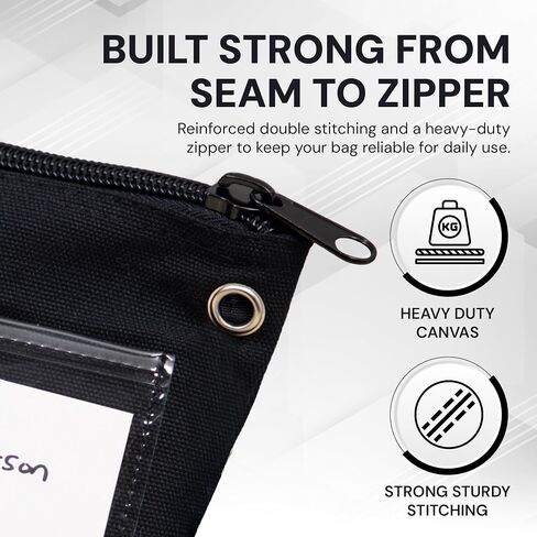 Interoffice Mailer Transit Sack – Extra Large & Durable – Black Canvas Zipper Bank Bag with ID Window (18" x 14", 1 Bag) in Kuwait