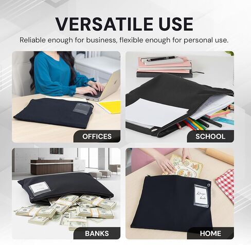Interoffice Mailer Transit Sack – Extra Large & Durable – Black Canvas Zipper Bank Bag with ID Window (18" x 14", 1 Bag) in Kuwait