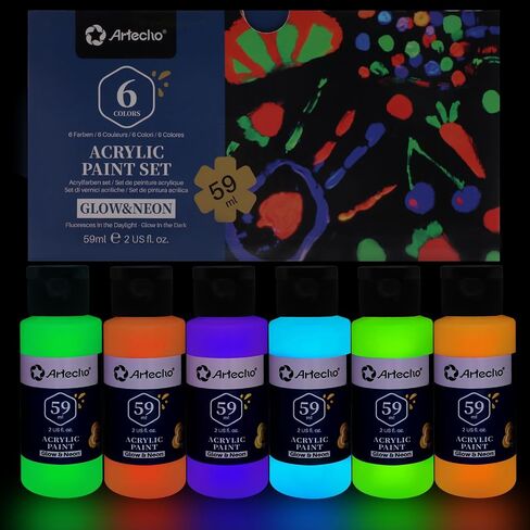 Artecho Glow in the Dark Paint, 8 Colors / 20ml in Saudi Arabia