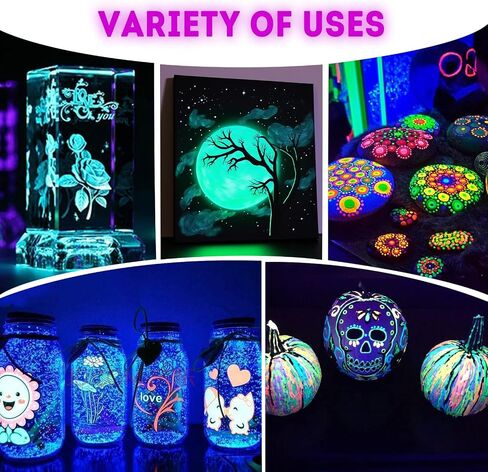 ABEIER Glow in the Dark Acrylic Paint Set, 10 x 2 oz, Blacklight in Kuwait