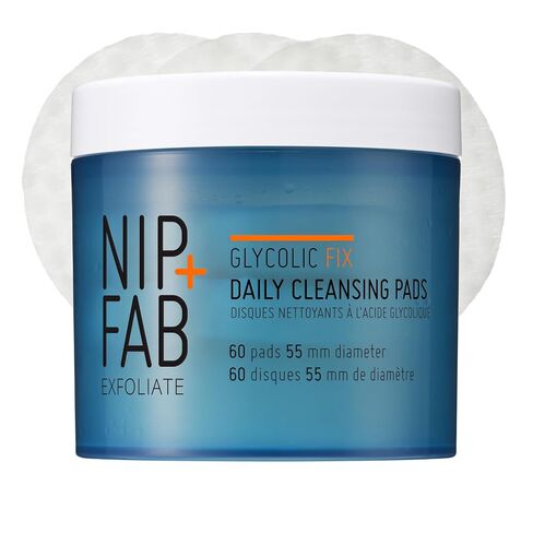 Nip + Fab Glycolic Acid Fix Daily Cleansing Pads for Face with Hyaluronic Acid, Witch Hazel, Exfoliating Resurfacing AHA Facial Cleanser Pad for Exfoliation Even Skin Tone Brighten Skin, 60 Pads in Kuwait