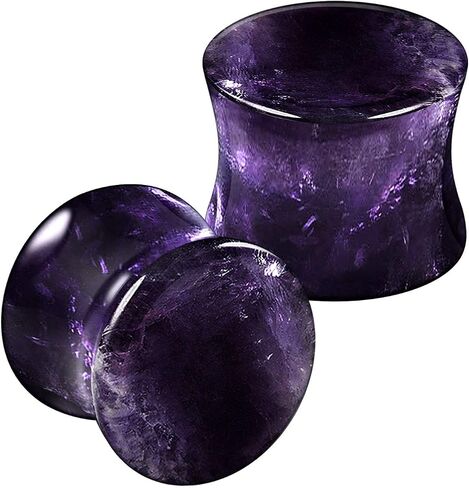 Organic Stone Amethyst Double Flared Saddle Ear Gauge Double Flare plugs Stretcher Lobe Earring Piercing Jewelry Choose Sizes in Saudi Arabia