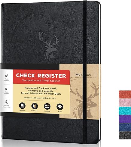 Check Registers for Personal Checkbook,Checkbook Register for Personal or Business, A5 Hardcover Registers Log to Track Payments, Deposits & Finances Transaction Black in Kuwait