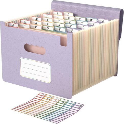 ABC life 26 Pockets Accordian File Folder Organizer Letter Size Expanding File Folder, A4 Portable Document Paper School Organizer, Expandable Multicolor Accordion Filing Folders with Labels(Pink) in Kuwait