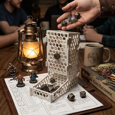 Portable Credit Card Size DIY Dice Tower Kit for D&D RPG Board Games, Ultra-Thin Collapsible Cardboard Dice Roller Tower, Emergency Gift for Gamers Travel Accessories in Saudi Arabia