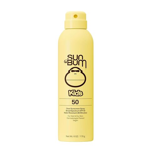 Sun Bum Kids SPF 50 Clear Sunscreen Spray | Wet or Dry Application | Hawaii 104 Reef Act Compliant (Octinoxate & Oxybenzone Free) Broad Spectrum UVA/UVB Sunscreen | 6 oz in Kuwait