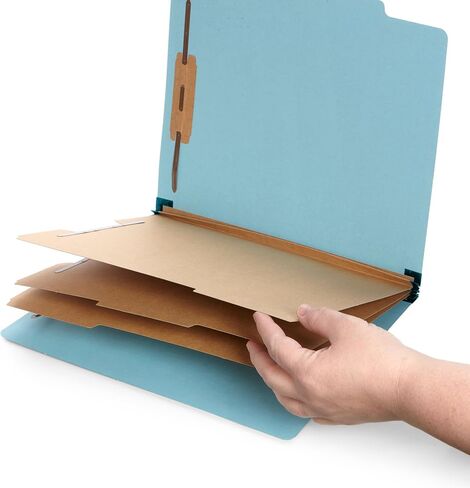 Blue Summit Supplies Light Blue Classification Folders, 3 Dividers, Letter Size with 2 Inch Tyvek Expansions, 8 Section Light Blue Classification Folder, 10 Pack in Kuwait