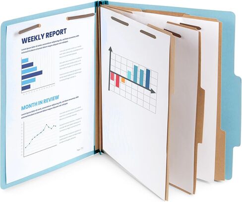 Blue Summit Supplies Light Blue Classification Folders, 3 Dividers, Letter Size with 2 Inch Tyvek Expansions, 8 Section Light Blue Classification Folder, 10 Pack in Kuwait