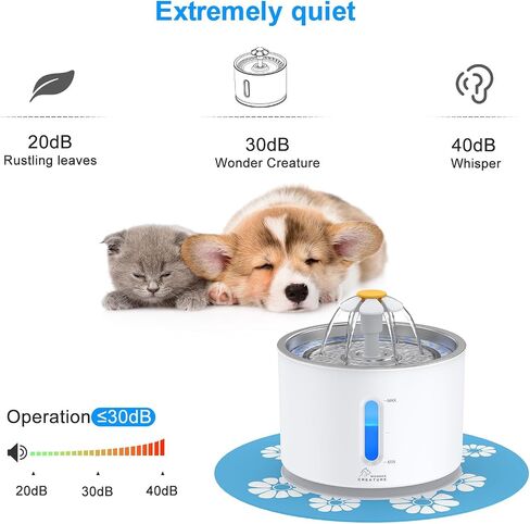 Wonder Creature Cat Water Fountain Stainless Steel Lid 81oz/2.4L-3 Filters in Kuwait