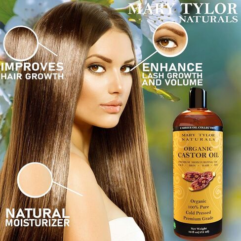Mary Tylor Naturals Organic Castor Oil 16 oz — USDA Certified Cold Pressed, Hexane Free, 100% Pure and Natural in Saudi Arabia