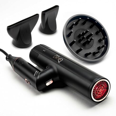 Skin Research Institute (SRI) DryQ “Smart" Hair Dryer - Super Lightweight - Foldable - Powerful, Quiet Motor - Infrared and Ionic Technology - 3 Free Magnetic Attachments - Intelligent Heat Control in Kuwait