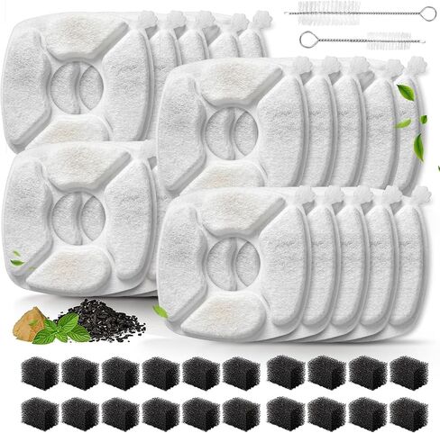Cat Water Fountain Replacement Filters-12 Pack Cat Fountain Filters with 12 Pack Sponges, Enhanced Compatibility Pet Fountain Filter Fit for 50oz, 84oz, 95oz or 108oz Automatic Pet Dog Water Dispenser in Kuwait