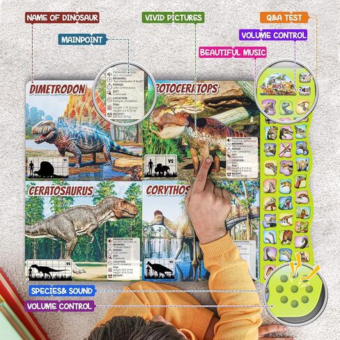 Dinosaur Toys for Kids 3-5 Dinosaur Book with Sounds 30 Species Names & Realistic Sounds InteractiveToys for Boys Girls Kids 2 3 4 5 6 7 Year Old Dinosaur Toys Gifts(Dinosaur Book) in Kuwait