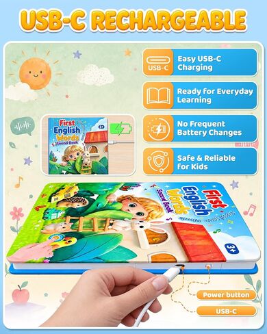 500 Words Sound Book for Kids,English Interactive Educational Toy with 31 Themes,31 Themes Touch Activated Audio Book for Vocabulary Development and Early Education in Kuwait