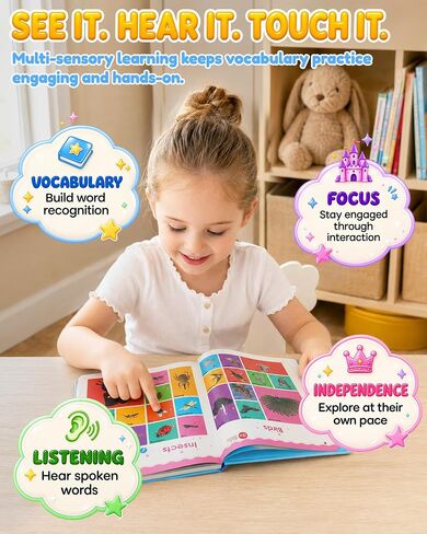500 Words Sound Book for Kids,English Interactive Educational Toy with 31 Themes,31 Themes Touch Activated Audio Book for Vocabulary Development and Early Education in Kuwait