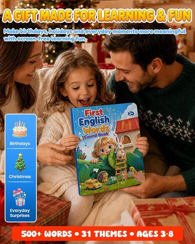 500 Words Sound Book for Kids,English Interactive Educational Toy with 31 Themes,31 Themes Touch Activated Audio Book for Vocabulary Development and Early Education in Kuwait