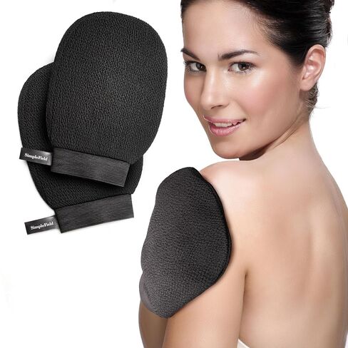 Deep Exfoliating Mitt for Body Scrub. 2 Pack Plant-Based Fiber Exfoliating Gloves - Great for Dead Skin Removal, Keratosis Pilaris, Strawberry Skin and Self Tanning in Kuwait