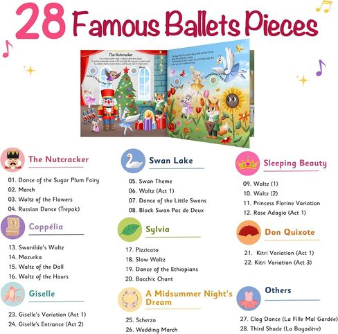 LITTLE MAESTRO Discover the Ballet – 28 Famous Ballet Pieces, Musical Books for Toddlers, 28-Button Music Book, Musical Toys for Toddlers 1-3 in Saudi Arabia